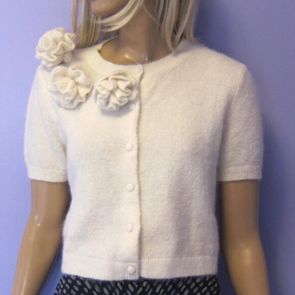 MANGO 56% ALPACA WOOL FLORETTA FUZZY WHITE SWEATER $129 - Picture 4 of 8